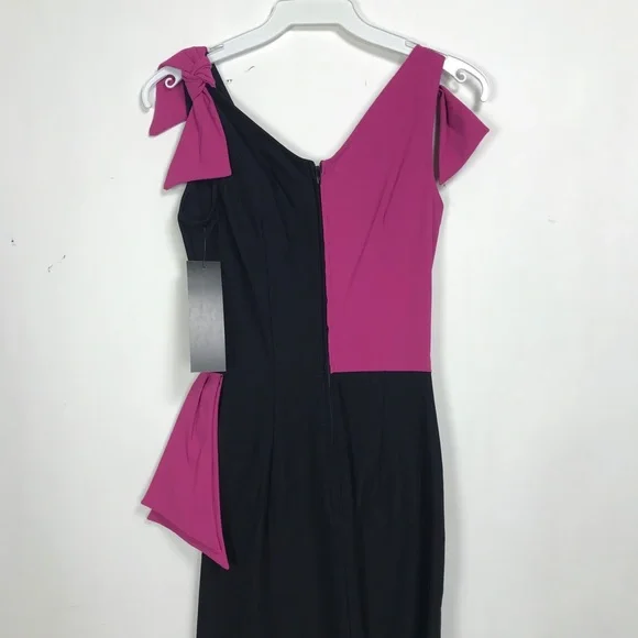 NWOT Gorgeous 2 tone wiggle dress by Stop Staring in Pink&Black w/ bow accents - Picture 2 of 6
